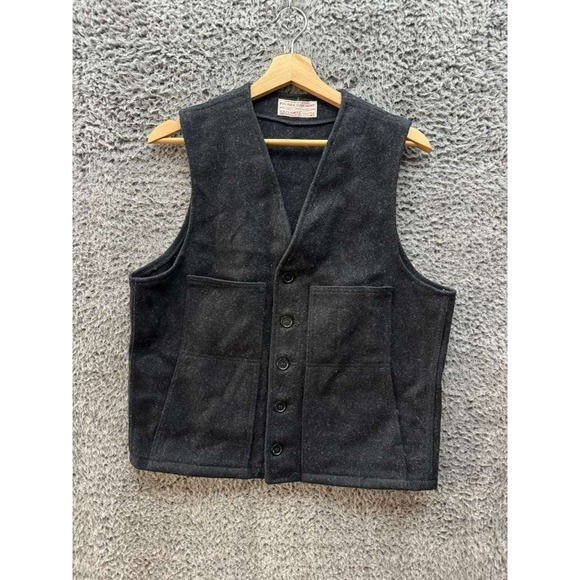 Vintage Filson Garment 100% Virgin Wool Mackinaw Vest Charcoal Gray Mens Size XS - Picture 1 of 8